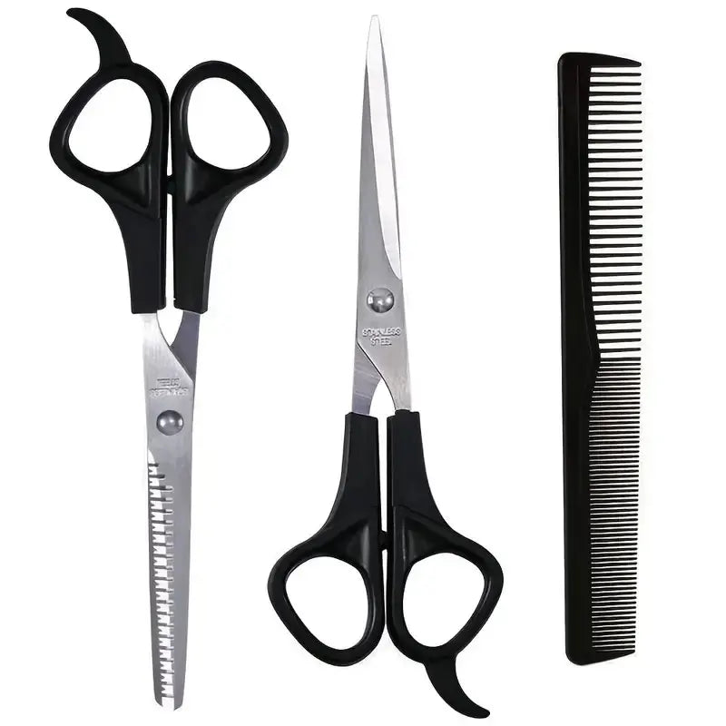 3pcs 7-inch Scissors Sets-Suitable for Thinning and Styling Hair-for Men and Women for Finishing, Point Cuts, and Flat Cuts Leedoar