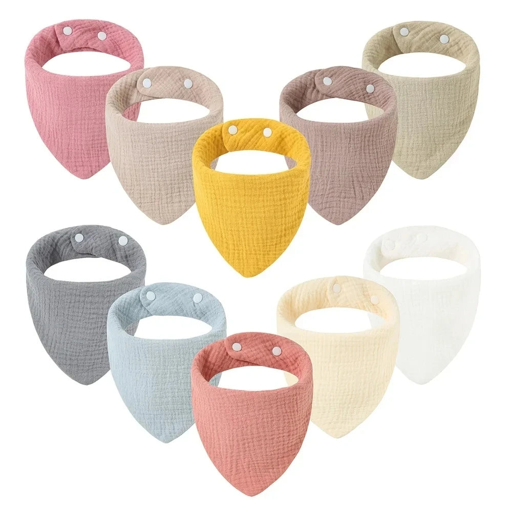 3pcs Baby Drooling Towel Bibs Triangle Solid Colour Bibs Bandanas Soft Cotton Bibs Adjustable Buckle Burp Cloths Leedoar