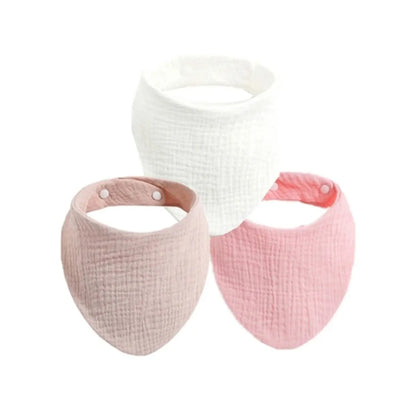 3pcs Baby Drooling Towel Bibs Triangle Solid Colour Bibs Bandanas Soft Cotton Bibs Adjustable Buckle Burp Cloths Leedoar