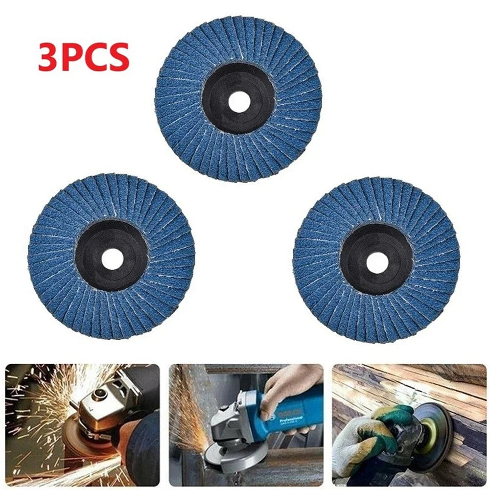 3pcs Flat Flap Discs 3 Inch 75mm Grinding Wheel Wood Cutting Carbon Steel For Angle Grinder Sanding Polishing Abrasive Tool Leedoar