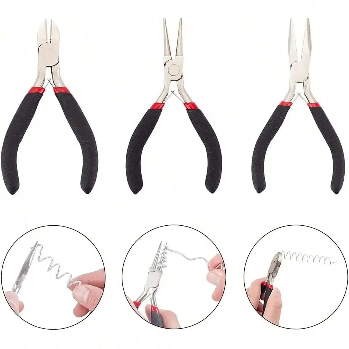 3pcs Jewelry Making Pliers Set - Needle Nose, Chain Nose, Round Nose & Wire Cutter - Perfect for Jewelry Repair, Wire Wrapping Leedoar