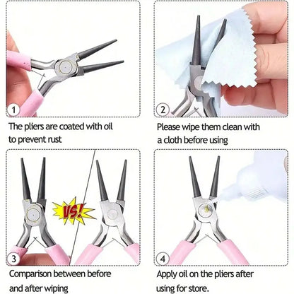 3pcs Jewelry Making Pliers Set - Needle Nose, Chain Nose, Round Nose & Wire Cutter - Perfect for Jewelry Repair, Wire Wrapping Leedoar