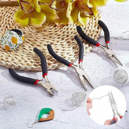 3pcs Jewelry Making Pliers Set - Needle Nose, Chain Nose, Round Nose & Wire Cutter - Perfect for Jewelry Repair, Wire Wrapping Leedoar