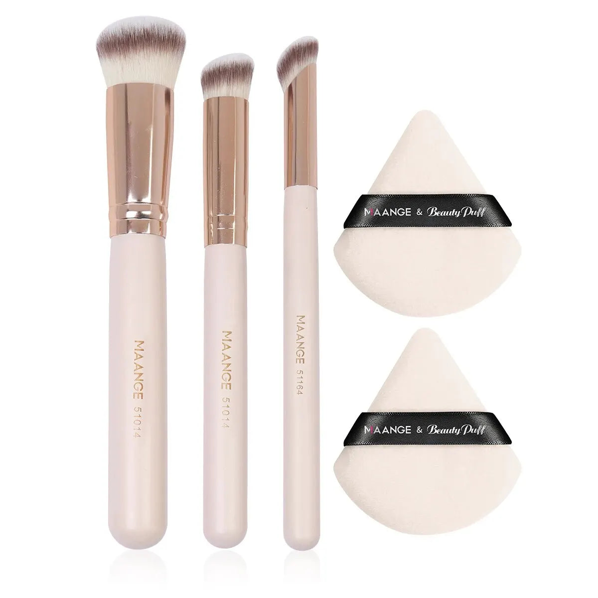 3pcs Makeup Brushes Set+2pcs Dry Air Cushion Puff Eye Shadow Concealer Brush Women Foundation Cosmetics Blush Blending Tools Leedoar