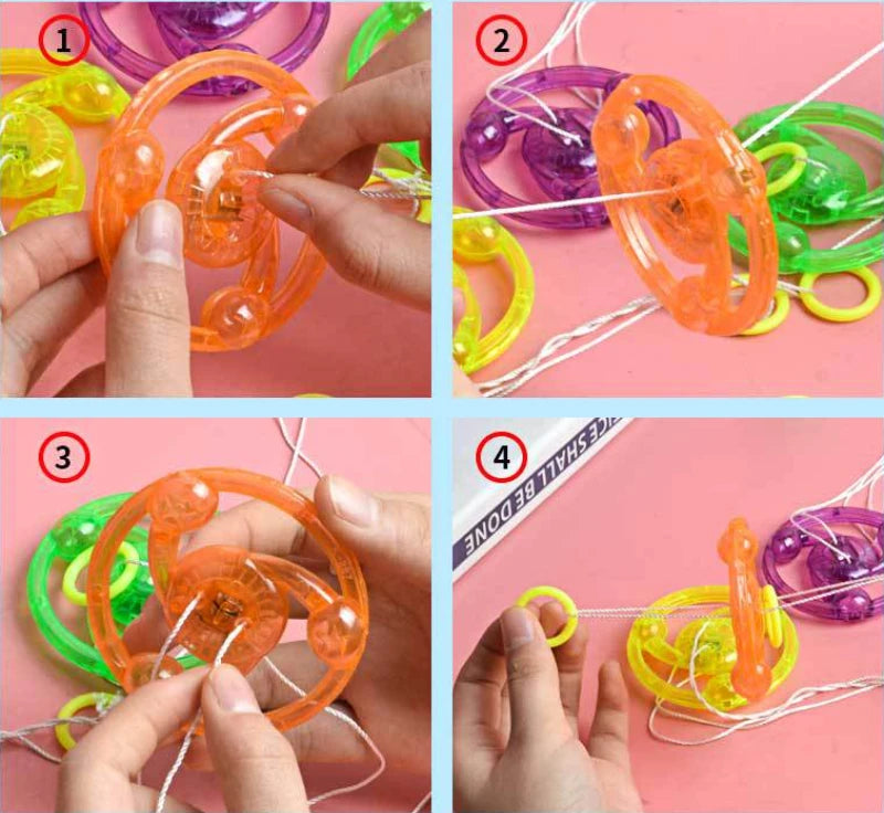 3pcs New Luminous Hand Pull Luminous Flashing Rope Flywheel Toy Led Light Toy Novelty Children Flywheel Flash Gyro Gift Toys Leedoar