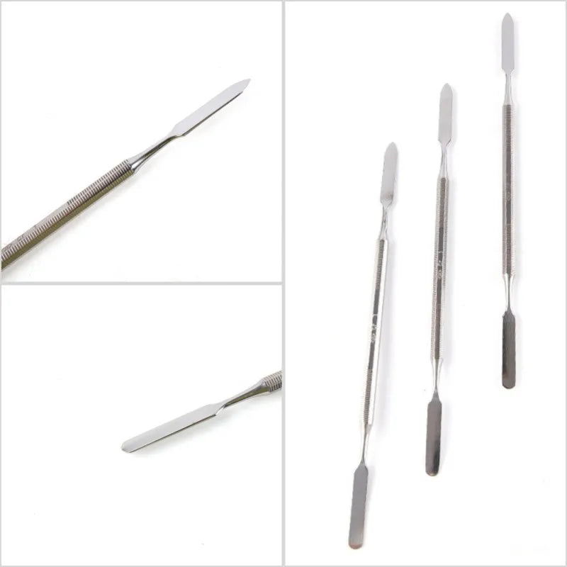 3pcs Stainless Steel Mixing Spatula Tool Spatuler Rod Dental Nail Art Makeup Foundation Eyeshadow Mixing Stick Color Tools Leedoar