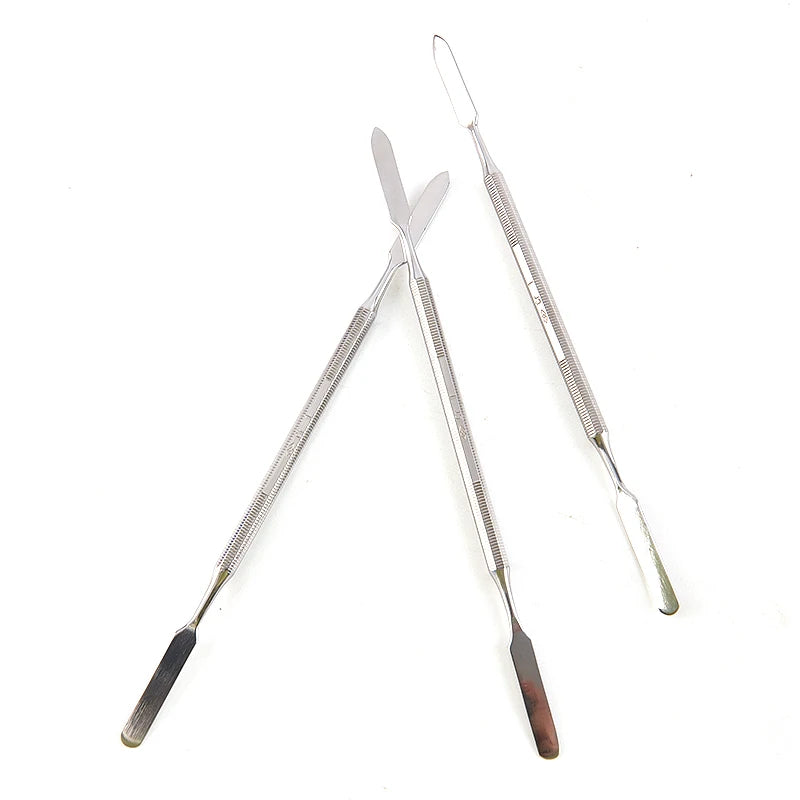 3pcs Stainless Steel Mixing Spatula Tool Spatuler Rod Dental Nail Art Makeup Foundation Eyeshadow Mixing Stick Color Tools Leedoar