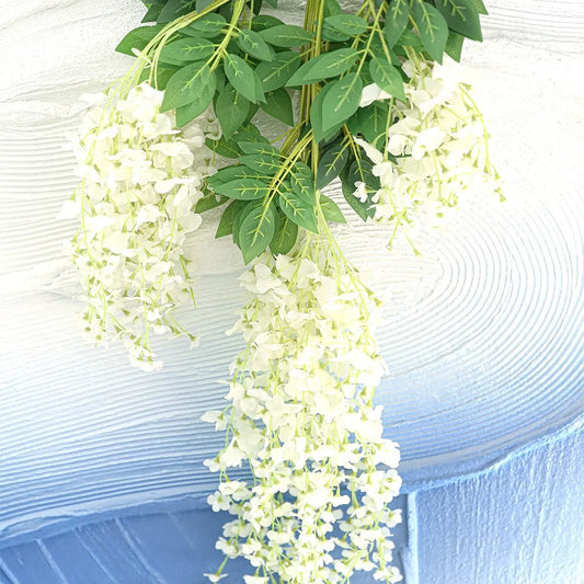 3 peças de orquídeas artificiais de parede violeta, flores falsas de plástico, videira de seda e rattan 