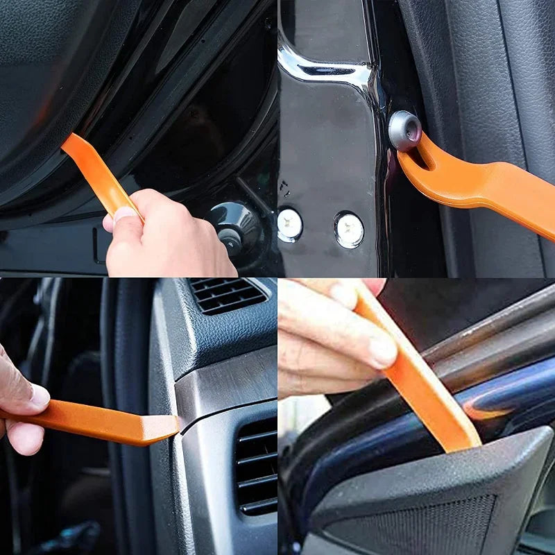 Juego de 4/1 piezas de herramientas de desmontaje de clip de puerta de coche, kit de reacondicionamiento de estéreo de DVD, herramienta de extracción de panel de moldura de plástico interior del tablero de instrumentos 