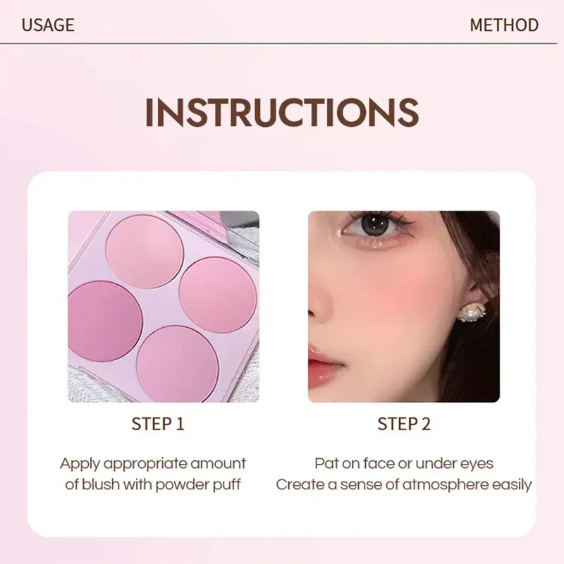 4 Colors Blush Powder Face Makeup Set Mixed Sweet Warm Colors Matte Cheek Powder Facial Beauty Cosmetic Makeup Blush Leedoar