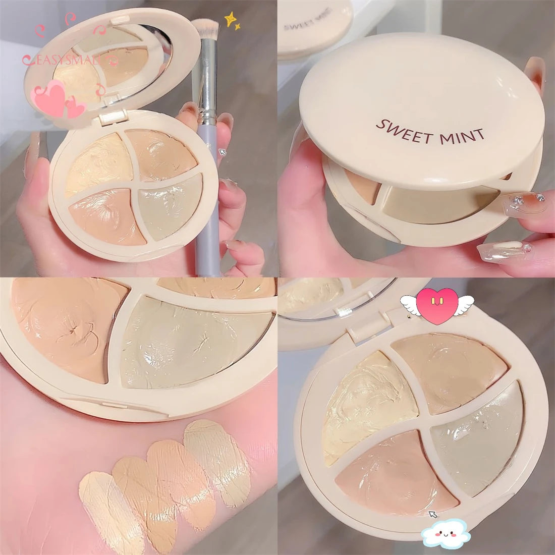 4 Colors Makeup Concealer Palette Waterproof Moisturizing Face Contour Bronzer Make Up Face Foundation Cream Concealer Leedoar