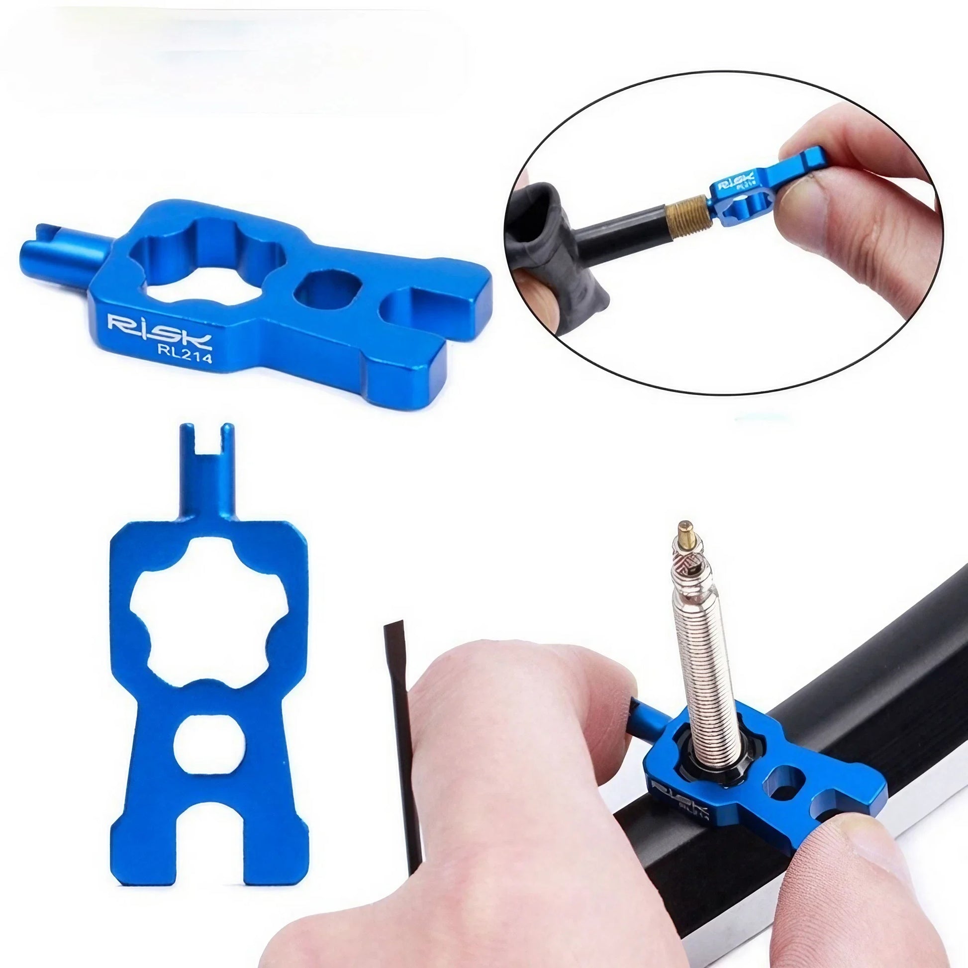 4 IN 1 Portable Repair Bicycle Valve Tools Valve Core Wrench MTB Road Bike Disassembly Installation Tool Removal Parts Blue Leedoar