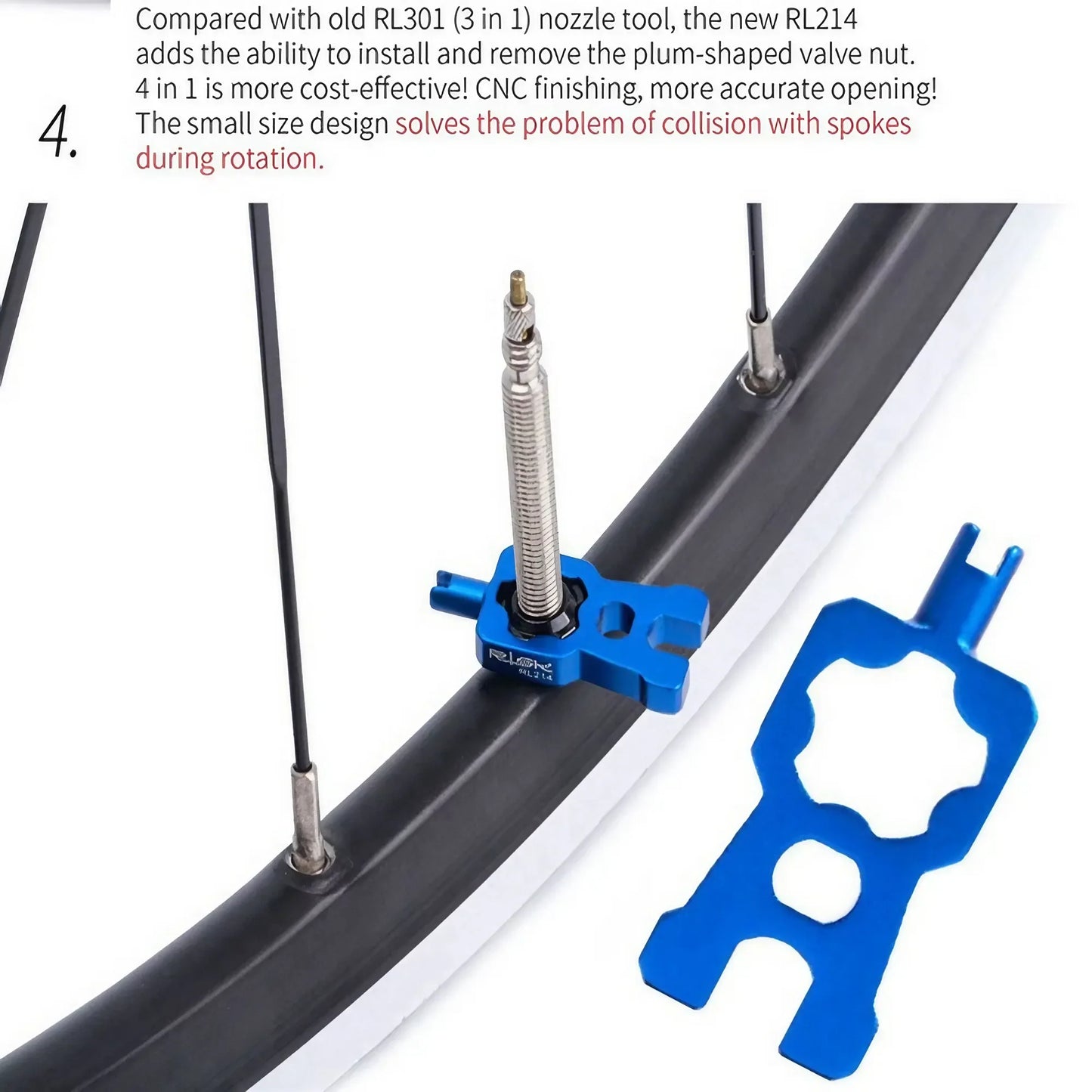 4 IN 1 Portable Repair Bicycle Valve Tools Valve Core Wrench MTB Road Bike Disassembly Installation Tool Removal Parts Blue Leedoar