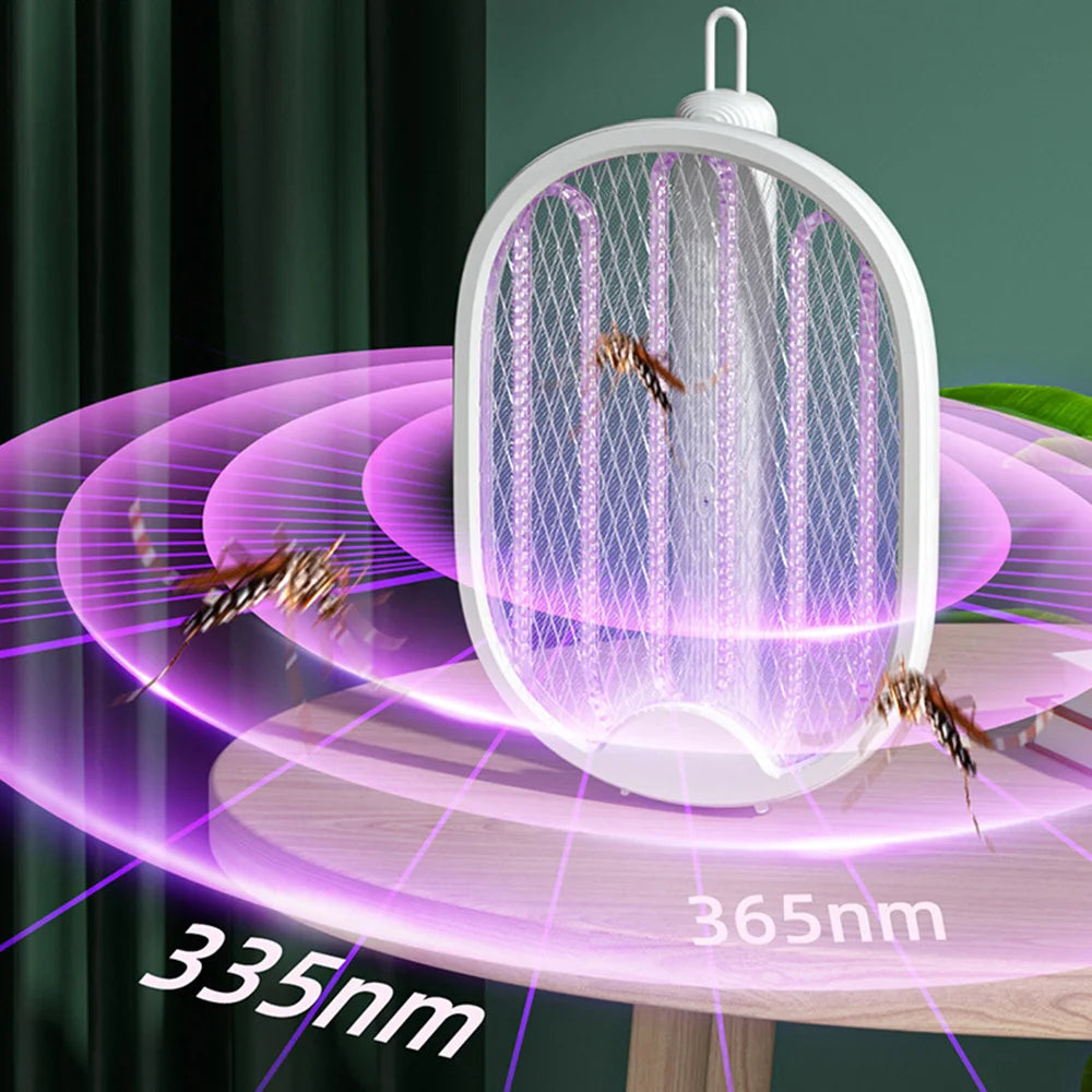 Mata-mosquitos elétrico 4 em 1, mata-moscas dobrável, mata-insetos USB recarregável, com luz UV para quarto 