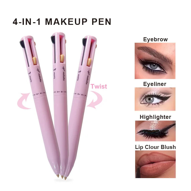 4 In 1 Makeup Pen Eyebrow Pencil Waterproof Drawing Eye Brow Long Lasting Easy Color Eyeliner Eyebrow Pen Sweatproof Makeup Pen Leedoar