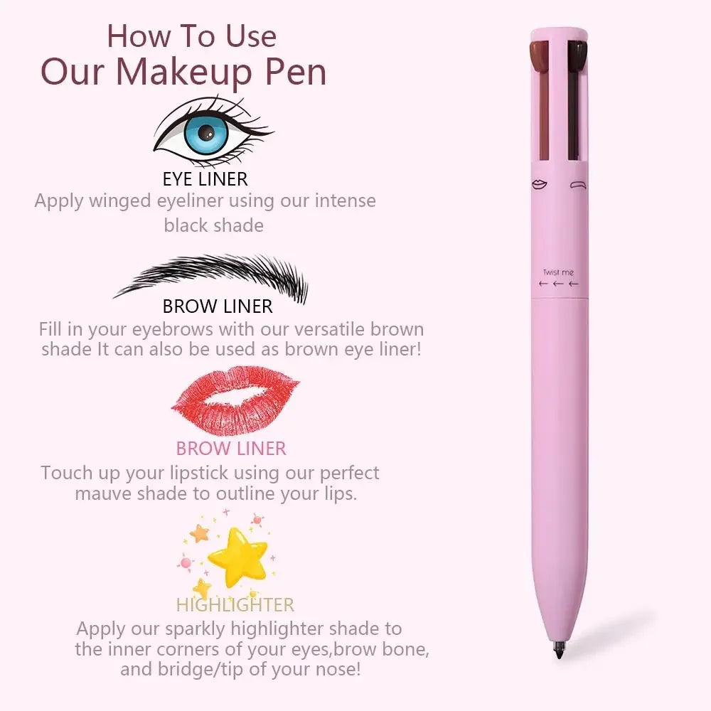 4 In 1 Makeup Pen Eyebrow Pencil Waterproof Drawing Eye Brow Long Lasting Easy Color Eyeliner Eyebrow Pen Sweatproof Makeup Pen Leedoar