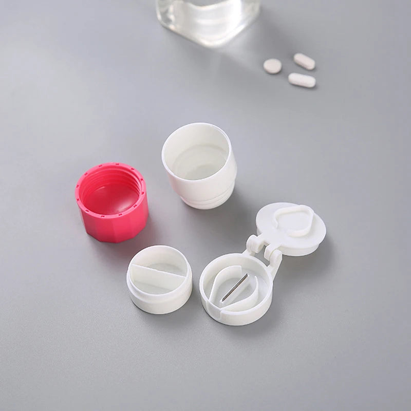 4 In 1 Portable Pill Case Medicine Splitter Powder Pastillero Grinder Pill Cutter Medicine Box Storage Drug Container Pillbox Leedoar