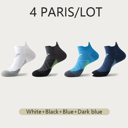 4 Pairs/Lot Men Sport Socks New Anti-sweat Women Gym Socks Men Breathable Cycling Socks Quick Dry Unisex Fitness Socks Set Leedoar