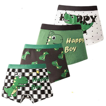 4 Pcs/Lot Children Panties Cotton Underwear For Boys 3-14 Years Breathable Kids Underpants Cars Patterns Cartoon Boy Boxer Brief Leedoar