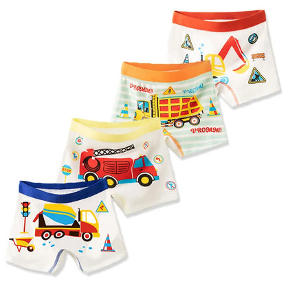 4 Pcs/Lot Children's Underwear Boys Panties Underpants Dinosaurs Helicopters Cars Cotton Breathable Kids Shorts Boy Boxer Briefs Leedoar