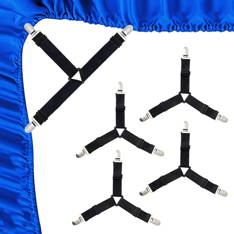 4 Pcs Triangle Bed Sheet Holders Fitted Sheet Clips Adjustable Sheet Suspenders Mattress Gripper Clips for Bed Mattress Cover Leedoar