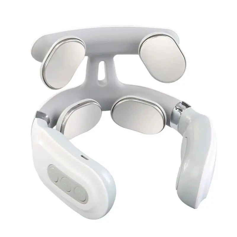 4-head Cervical Massager Strength Adjustment USB Charging Intelligent Voice Heating Neck Massager Neck Care White Leedoar