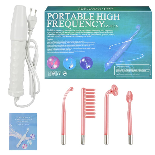 Electrodo de alta frecuencia 4 en 1, tubo de vidrio para electroterapia, eliminador de manchas de acné, dispositivo de belleza para spa, cuidado de la piel antiarrugas 