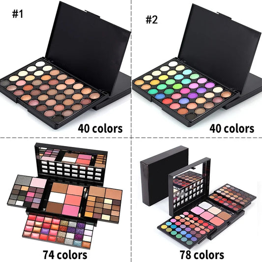 40/74/78 Colors Glitter Eyeshadow Palette Matte Waterproof Long Lasting Pressed Powder Cosmetics Kit  Fashion Women MakeUp Tools Leedoar