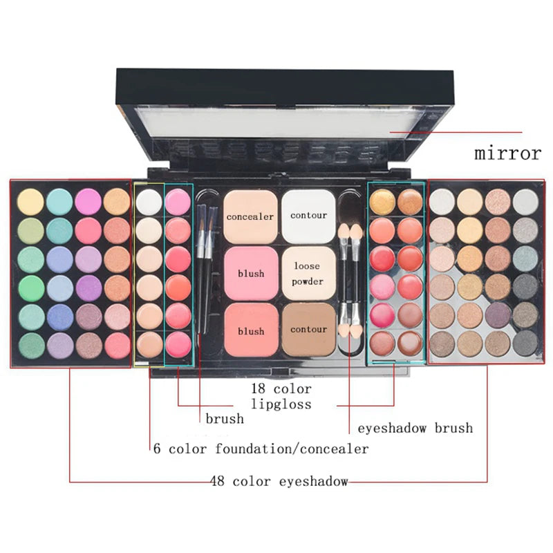 40/74/78 Colors Glitter Eyeshadow Palette Matte Waterproof Long Lasting Pressed Powder Cosmetics Kit  Fashion Women MakeUp Tools Leedoar