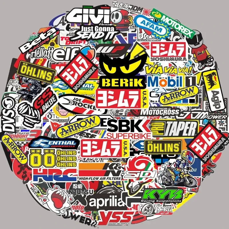 40/80pcs Car Bike Helmet Tank Racing Sponsor Logo Set Motorcycle Stickers Moto For Honda Yamaha Kawasaki Suzuki Motocross Decals Leedoar