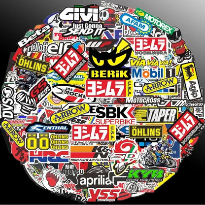 40/80pcs Car Bike Helmet Tank Racing Sponsor Logo Set Motorcycle Stickers Moto For Honda Yamaha Kawasaki Suzuki Motocross Decals Leedoar