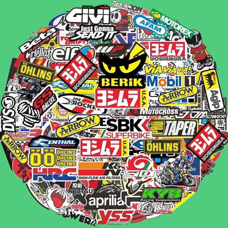 40/80pcs Car Bike Helmet Tank Racing Sponsor Logo Set Motorcycle Stickers Moto For Honda Yamaha Kawasaki Suzuki Motocross Decals Leedoar