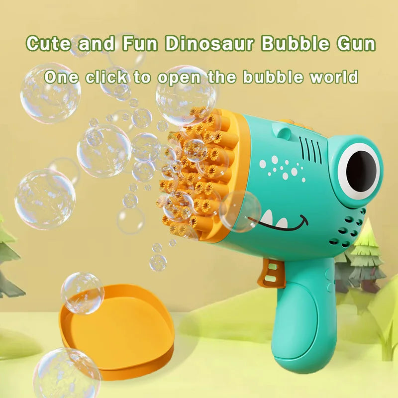 40 Hole Dinosaur Bubble Handheld Bubble Machine, Electric Bubble Gun, Outdoor Wedding Party Toy(without Bubble Water) Leedoar