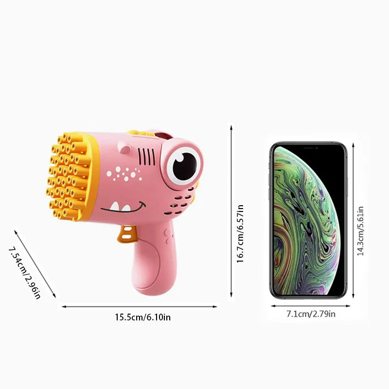 40 Hole Dinosaur Bubble Handheld Bubble Machine, Electric Bubble Gun, Outdoor Wedding Party Toy(without Bubble Water) Leedoar