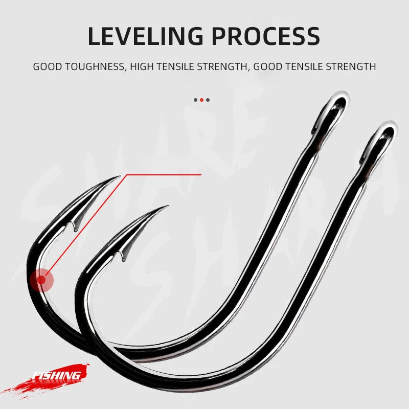 400Pcs Boxed High Carbon Steel Fishing Hooks Wide Gap Offset Fishing Hook Set for Saltwater and Freshwater with 10 Sizes Leedoar