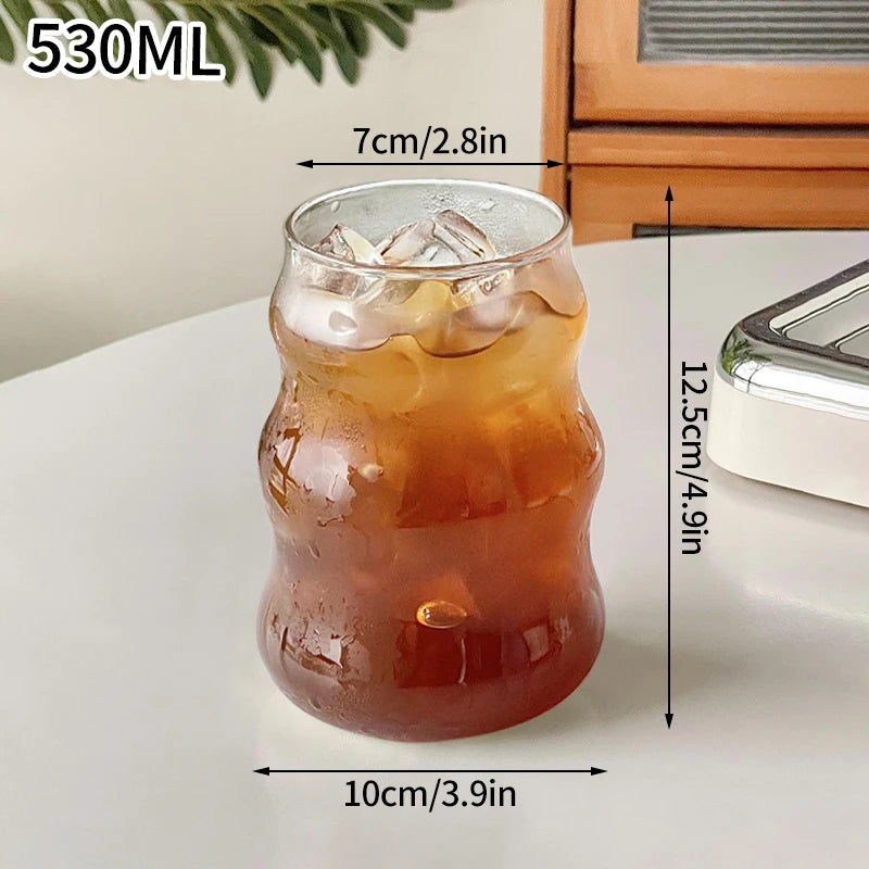 400ml Square Heat Resistant Coffee Glass Cup With Lid and Straw Transparent Milk Tea Juice Cup Coffee Mug For Home Bar Drinkware Leedoar