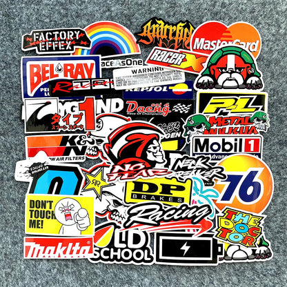 40PCS/Lot Random Motorcycle Stickers Decals Car Bike Helmet Tank Racing Sponsor Logo For Honda Yamaha Kawasaki Suzuki KTM BMW Leedoar