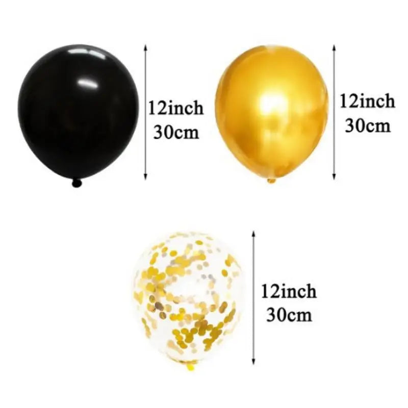 40pcs 12inch Gold Black Mixed Confetti Latex Balloons Boy Girl Birthday Adult Woman Man Party Decorations Graduation New Year Leedoar