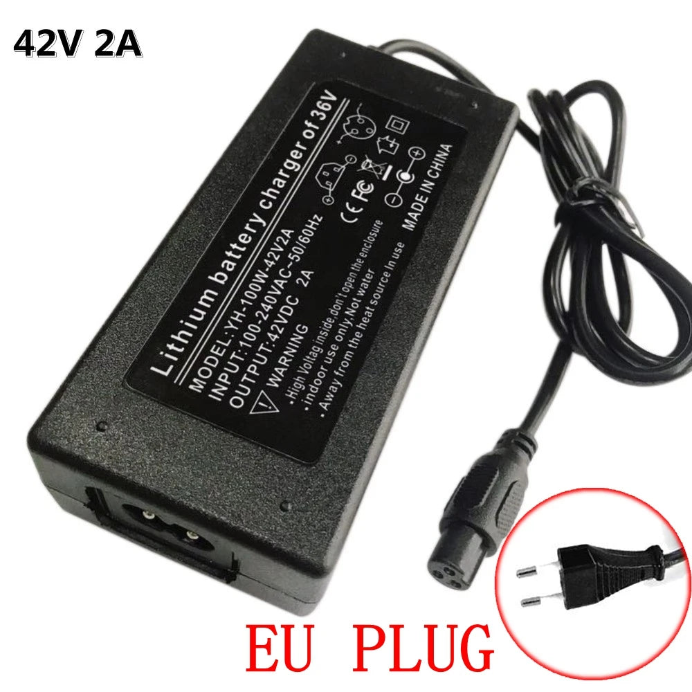 Carregador de bateria de lítio universal 42V 2A para scooter de autoequilíbrio Hoverboard 36V 100-240V AC Adaptador de fonte de alimentação UE EUA 