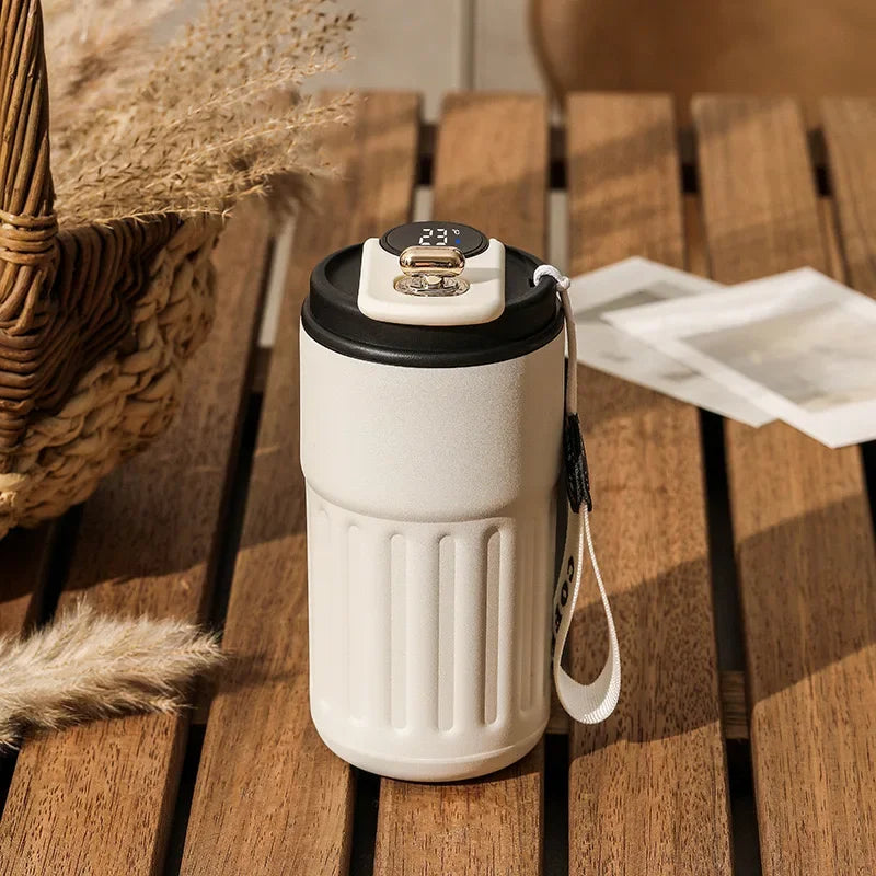 450ml Thermos Bottle Smart Display Temperature 316 Stainless Steel Vacuum Cup Office Coffee Cup Business Portable Thermal Mug Leedoar