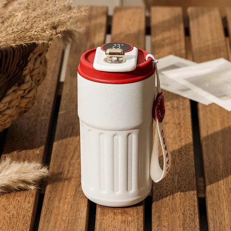 450ml Thermos Bottle Smart Display Temperature 316 Stainless Steel Vacuum Cup Office Coffee Cup Business Portable Thermal Mug Leedoar