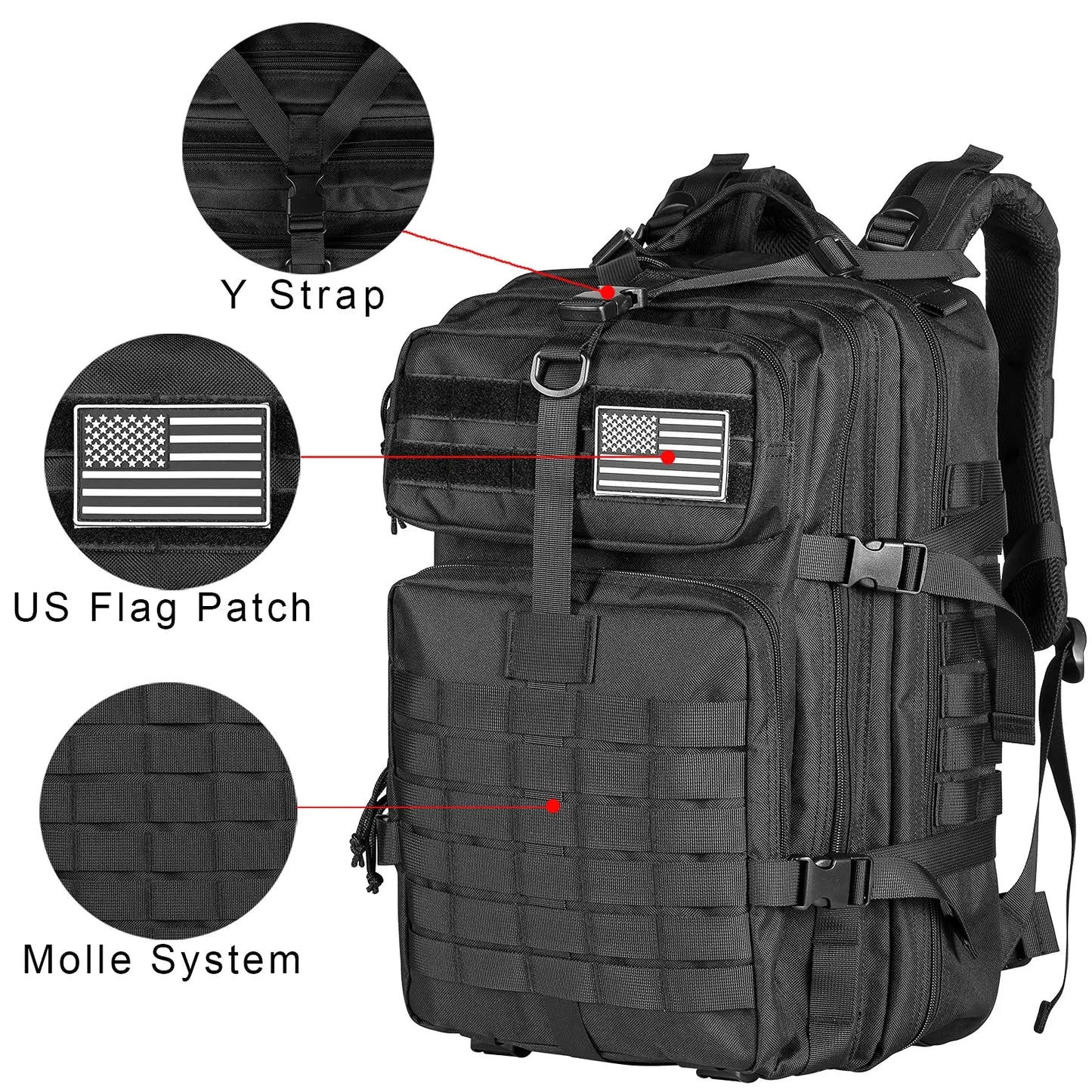 Mochilas táticas de 45L para homens, camping, caminhadas, trekking, mochila de um dia, bolsa de emergência, mochila grande MOLLE, mochila de assalto de 3 dias 