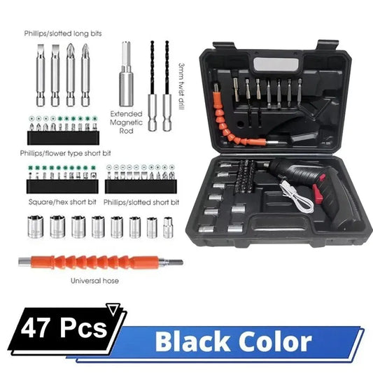 47 PCS 3.6V Electric Screwdriver Set 1800mAh Battery Powered Portable Cordless Electric Screwdriver Household Maintenance