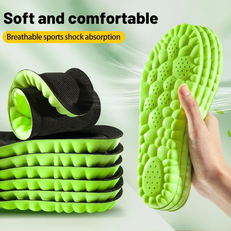 Palmilha esportiva 4D Super Soft Shoes Sole Pads para pés Cestas de absorção de choque Sola de sapato Suporte de arco Inserções ortopédicas 