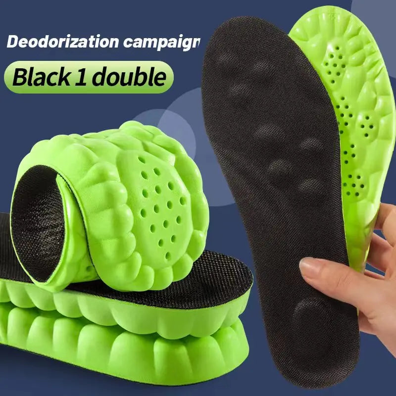 Palmilha esportiva 4D Super Soft Shoes Sole Pads para pés Cestas de absorção de choque Sola de sapato Suporte de arco Inserções ortopédicas 