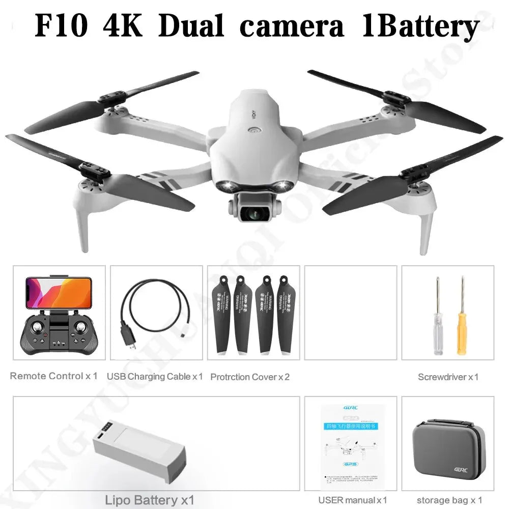 4DRC F10 Drone GPS 4K HD Câmera Dupla Grande Angular 5G WIFI Fpv Quadcopter Motor Brushless Dobrável Evitação de Obstáculos Aéreo UAV 