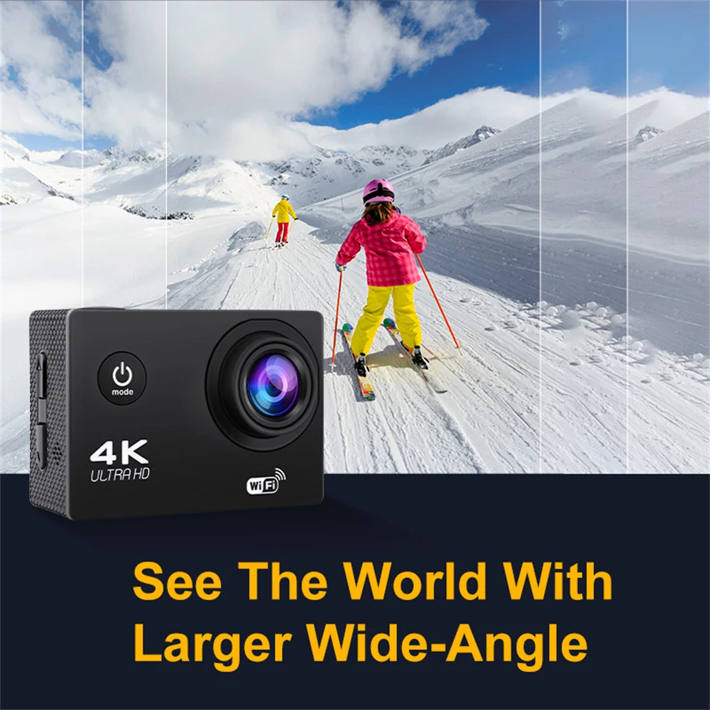 4K Action Camera 1080P/30FPS WiFi 2.0" 170D Underwater Waterproof Helmet Video Recording Camera Sports Cameras Outdoor Mini Cam Leedoar