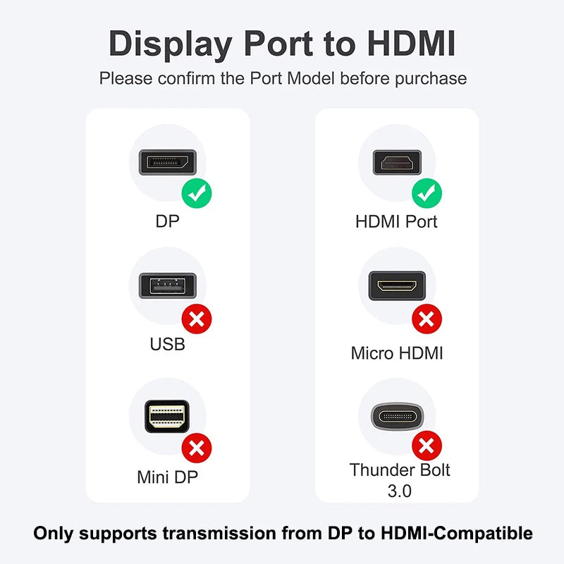 4K DisplayPort to HDMI-compatible Adapter Male DP to Female HDMI-Compatible Cable Converter Video Audio For HDTV PC Projector Leedoar