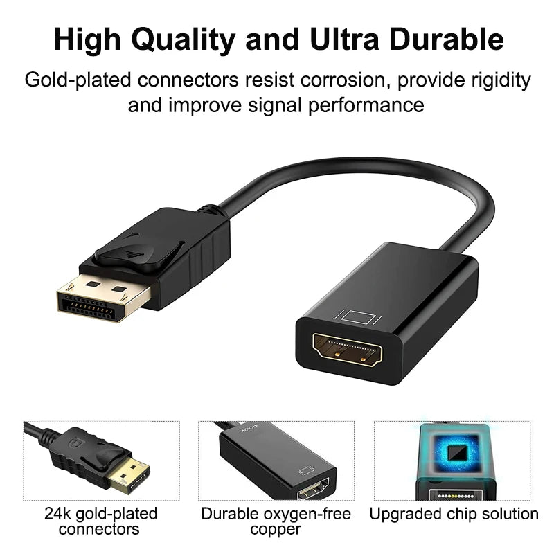 4K DisplayPort to HDMI-compatible Adapter Male DP to Female HDMI-Compatible Cable Converter Video Audio For HDTV PC Projector Leedoar