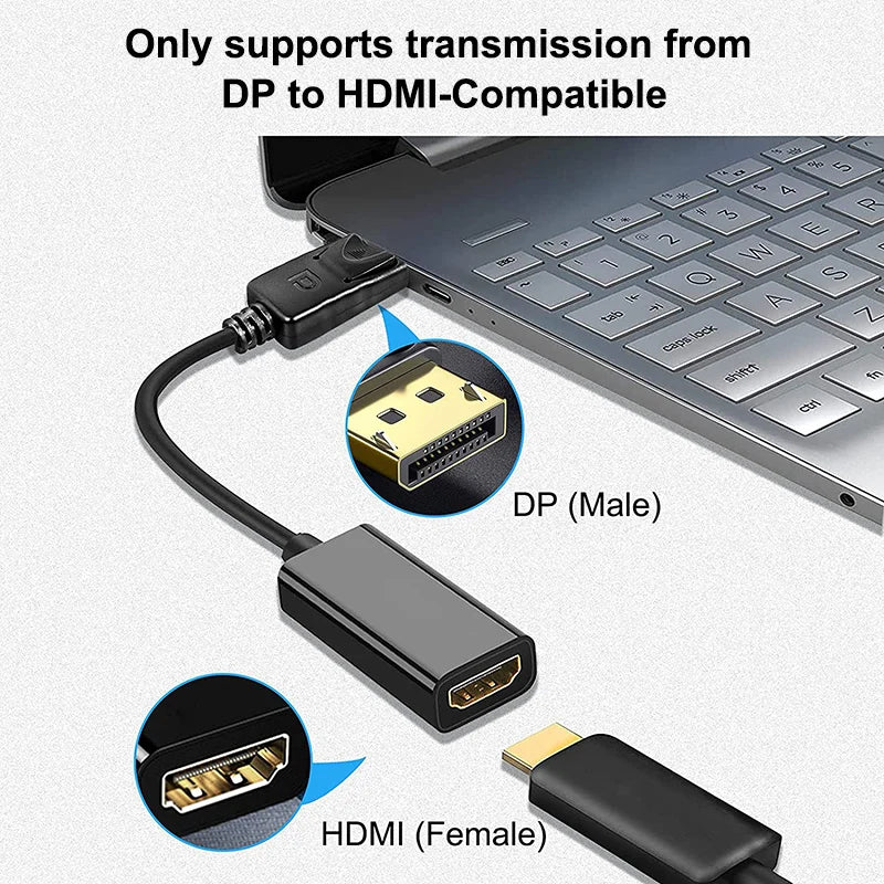 4K DisplayPort to HDMI-compatible Adapter Male DP to Female HDMI-Compatible Cable Converter Video Audio For HDTV PC Projector Leedoar